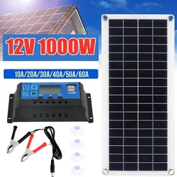 1000W Solar Panel Kit 12V USB Charging Solar Cell Board Controller Portable Waterproof Solar Cells for Phone RV Car MP3 PAD