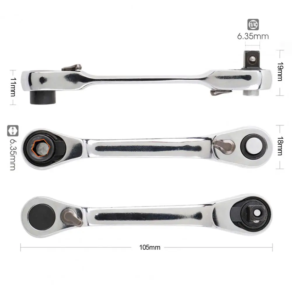 6.35mm 72-tooth Fast Ratchet Wrench Mini Wide Application Quick Disassembly Fitted 1/4-inch Sleeve Torque Wrench