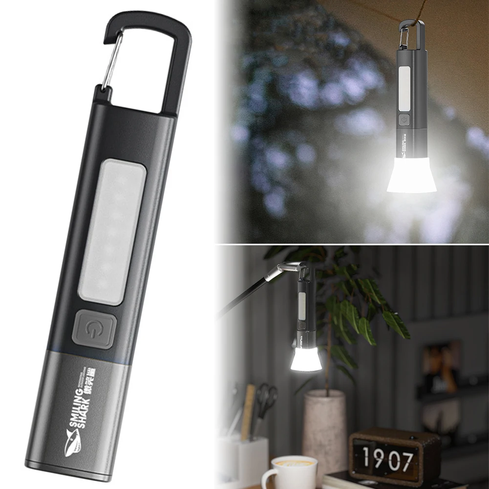 10 stuks superheldere LED-zaklamp telescopisch zoombare zaklamp USB oplaadbaar met haak en lampenkap 300LM voor nachtvissen