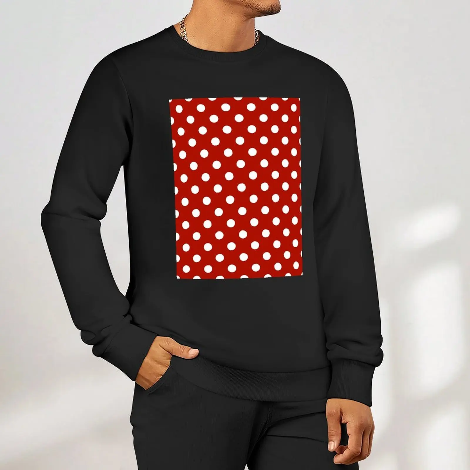 Lindo jersey con patrón de lunares rojos y blancos, ropa de anime, chándales, ropa para hombre, chaqueta de otoño, sudaderas gráficas para hombre