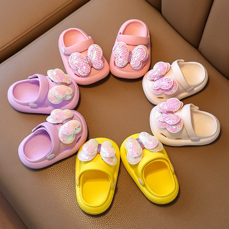 Children\'s Sandals and Slippers Summer Cartoon Girls Home Indoor Non-Slip Soft Bottom Cute Princess Baby Toe Hole Shoes