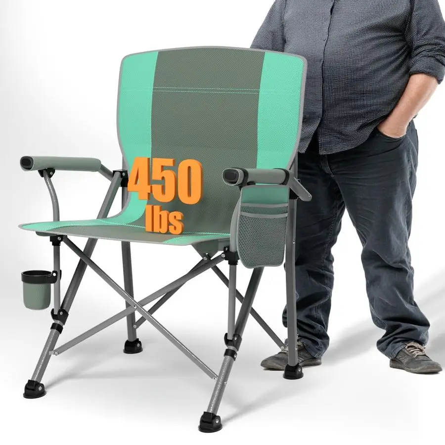 

Стул для кемпинга для взрослых, сверхмощный, сверхмощный стул для газона с боковыми карманами, складной лагерь для кемпинга, рыбалки, пляжа, пешего туризма