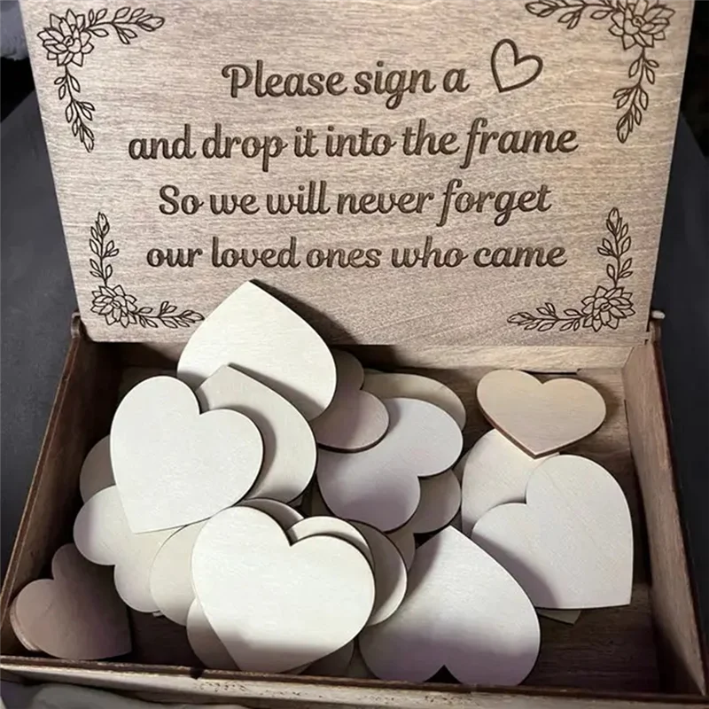 ABJT-Wedding Guest Book Alternative Wedding Decor 3D Engraved Guestbook Guest Drop Box Welcome Card Wedding Decorations Durable