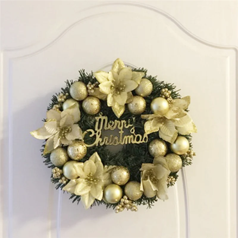 AA80-1 шт. декоративный рождественский венок для входной двери, подвесной рождественский венок, золотой венок, украшение для дома в отеле и торговом центре (30 см)