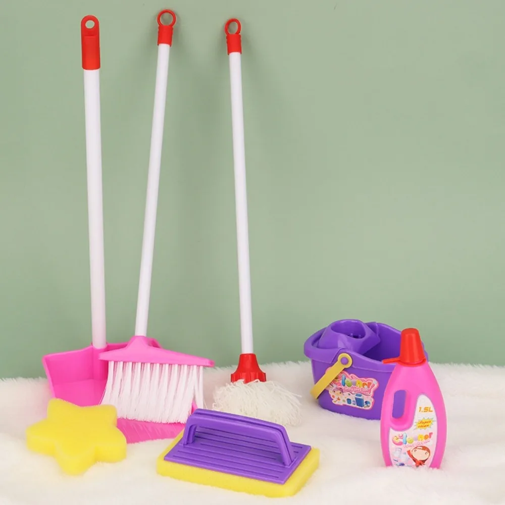 Simulation Children Cleaning Kit Role Playing Broom Brush Pretend Play Cleaner Tools Mopping Educational Housekeeping Playset