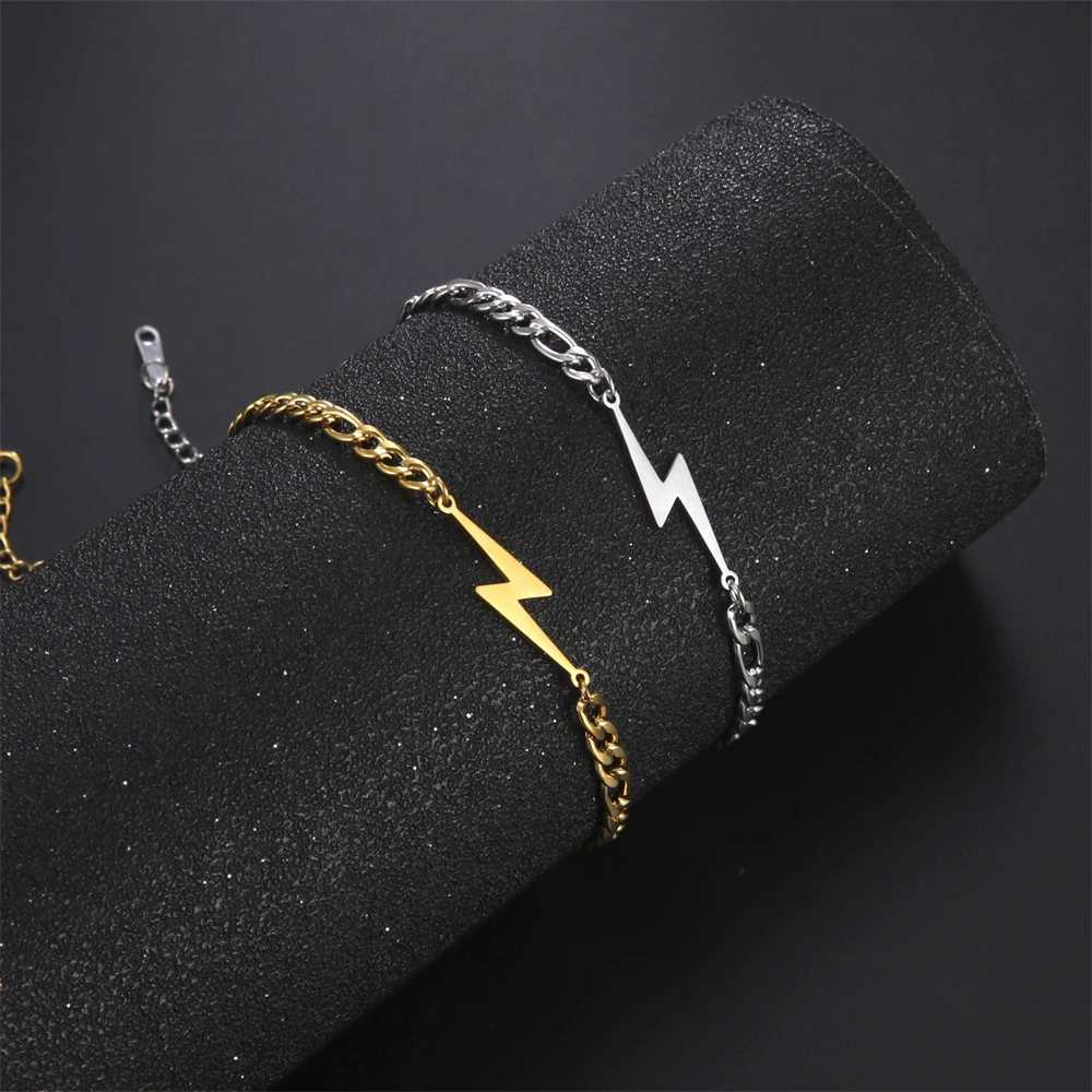 Cazador Goldfarbene Blitz-Charm-Armbänder für Damen, Edelstahl, Wachsseil-Armband, Schmuck, Geburtstagsgeschenke, 2026, trendig – Detail 14