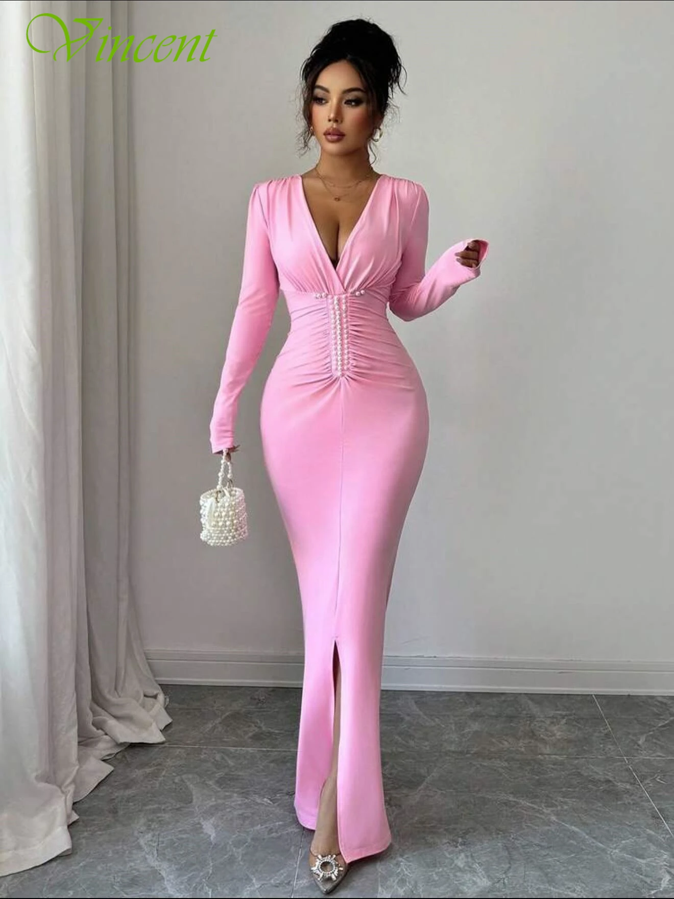 تخصيص حورية البحر الخامس الرقبة طويلة الأكمام أنيقة حساسة مساء اللباس الأزياء الحديثة فساتين المشاهير مزاجه فستان الحفلة الراقصة