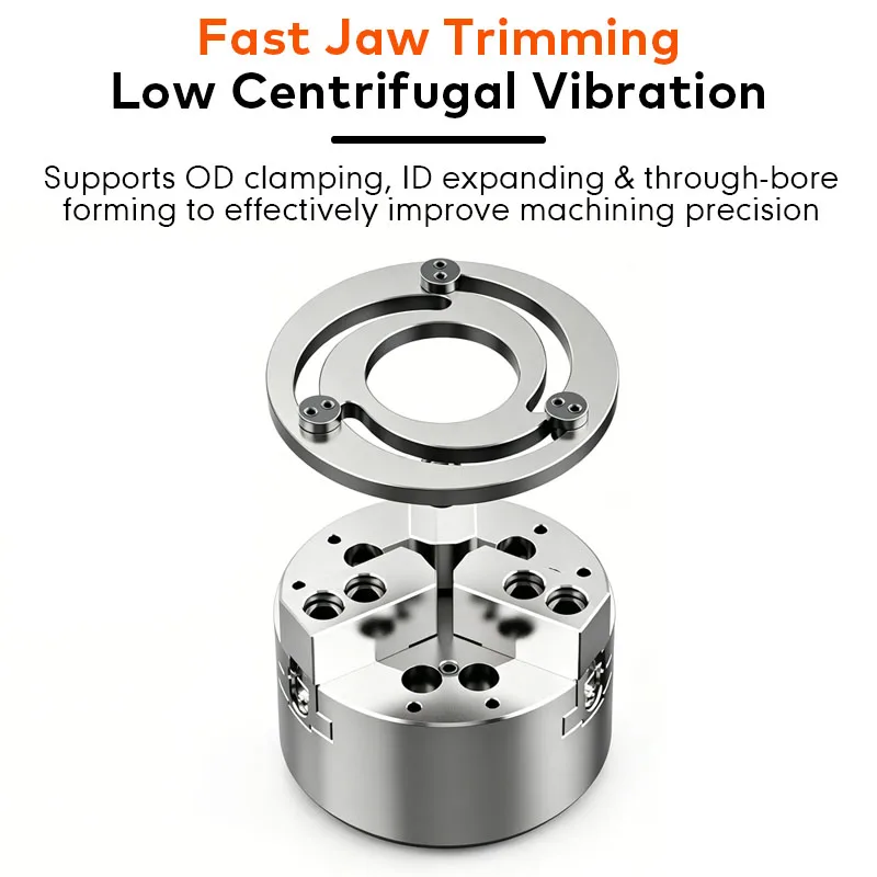 Hydraulic 3 Jaw Chuck Jaw Trimmer Ring, High Precision in-Situ Jaw Turning Tool Fit 4/5/6/8/10/12 Inch Lathe Power Chuck