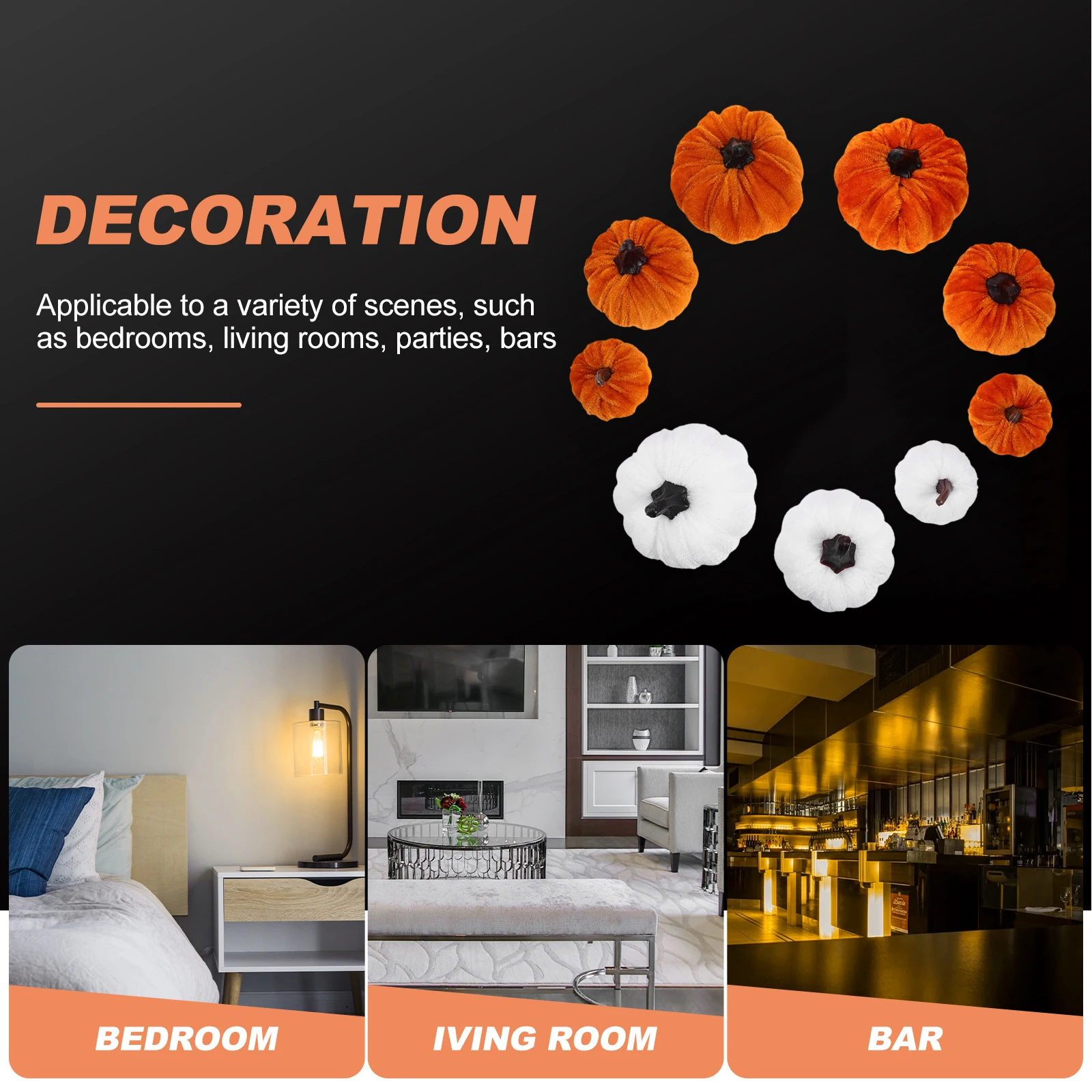 

9pcs Pumpkin Decoration Ornaments Foam Lint Material Thanksgiving Party Home Decor Artificial Harvest Festival Tabletop