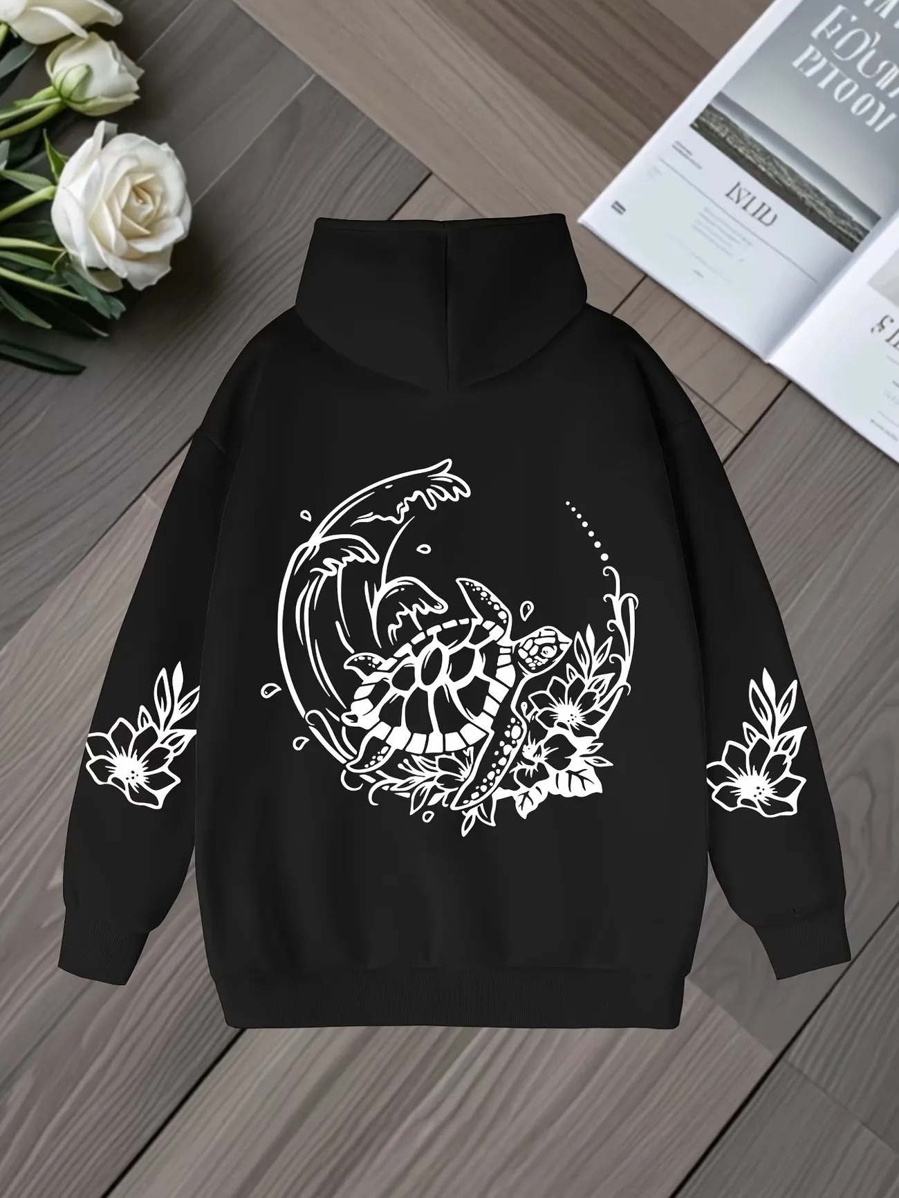 Vintage Sea Turtle Print Hoodies Y2k Streetwear Casual Hoodies Harajuku Sweatshirts Tops Hoodie Pullover Autumn Winter