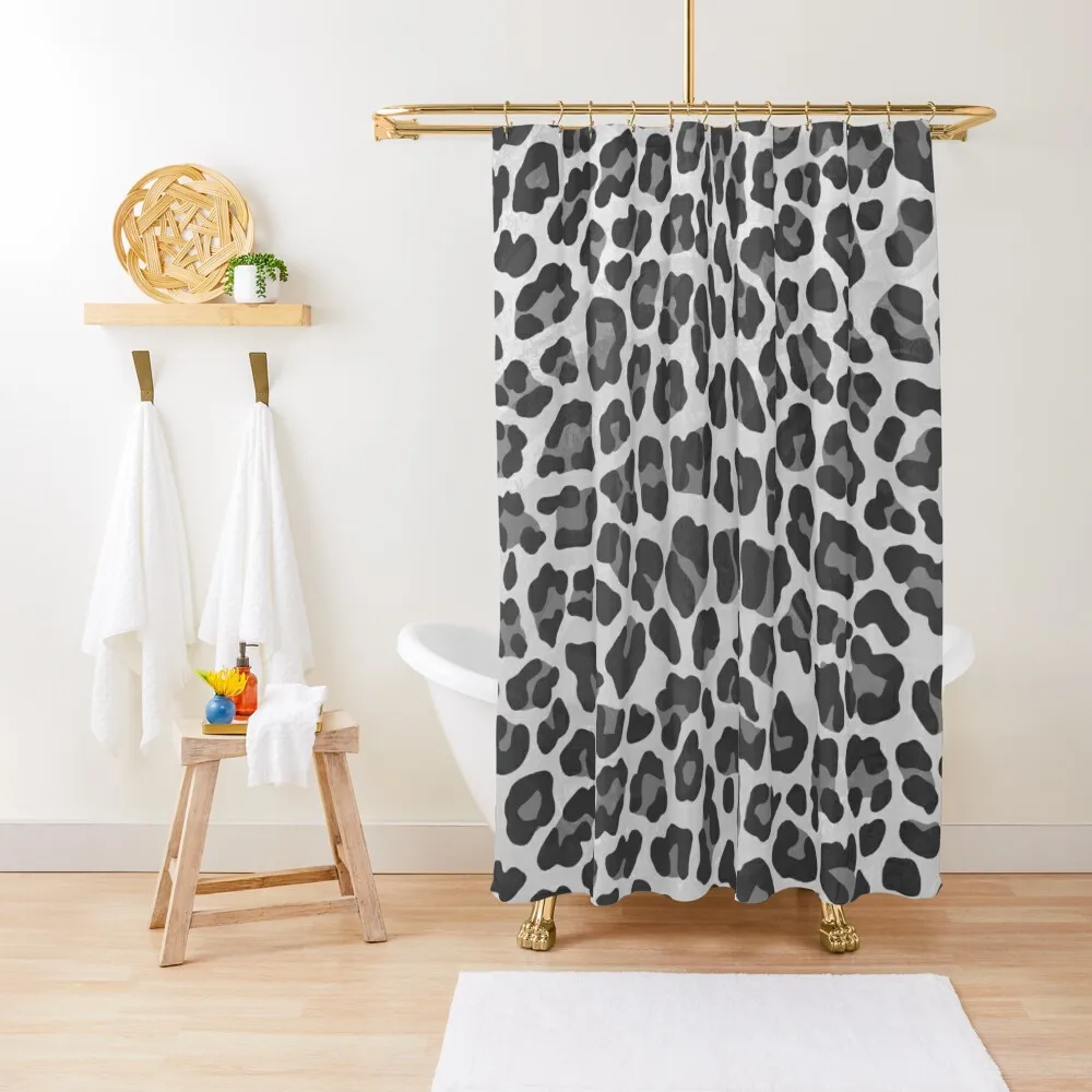 

Leopard Gray and Light Gray Print Shower Curtain Anti-Mold Waterproof Shower Anime Bathroom Curtain