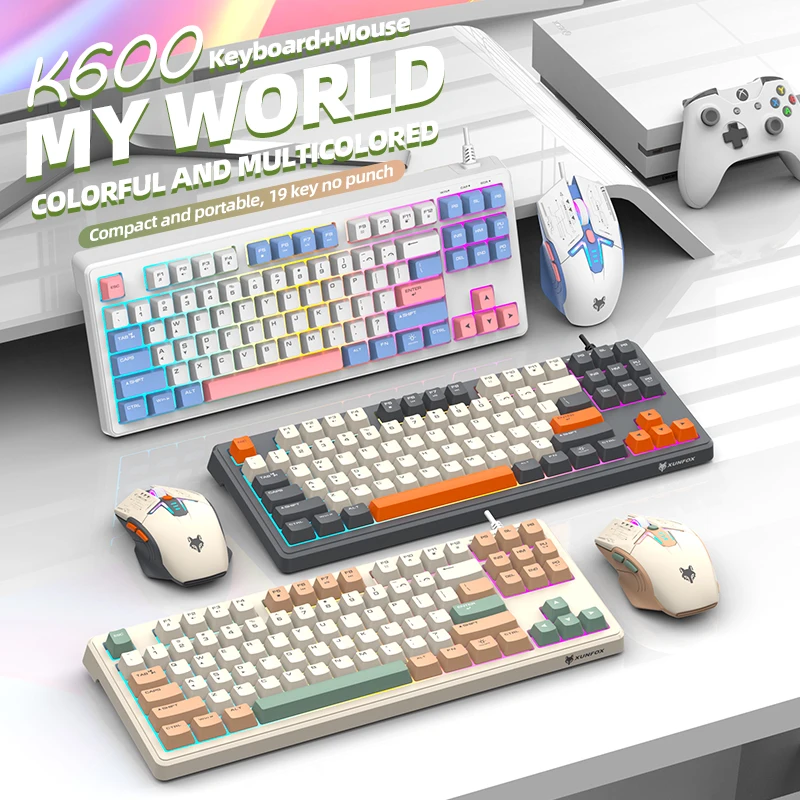 لوحة مفاتيح XUNSVFOX K60 ذات ملمس ميكانيكي 87 مفتاحًا مطابقة الألوان RGB المضيئة للألعاب والكمبيوتر المحمول المكتبي السلكي #1