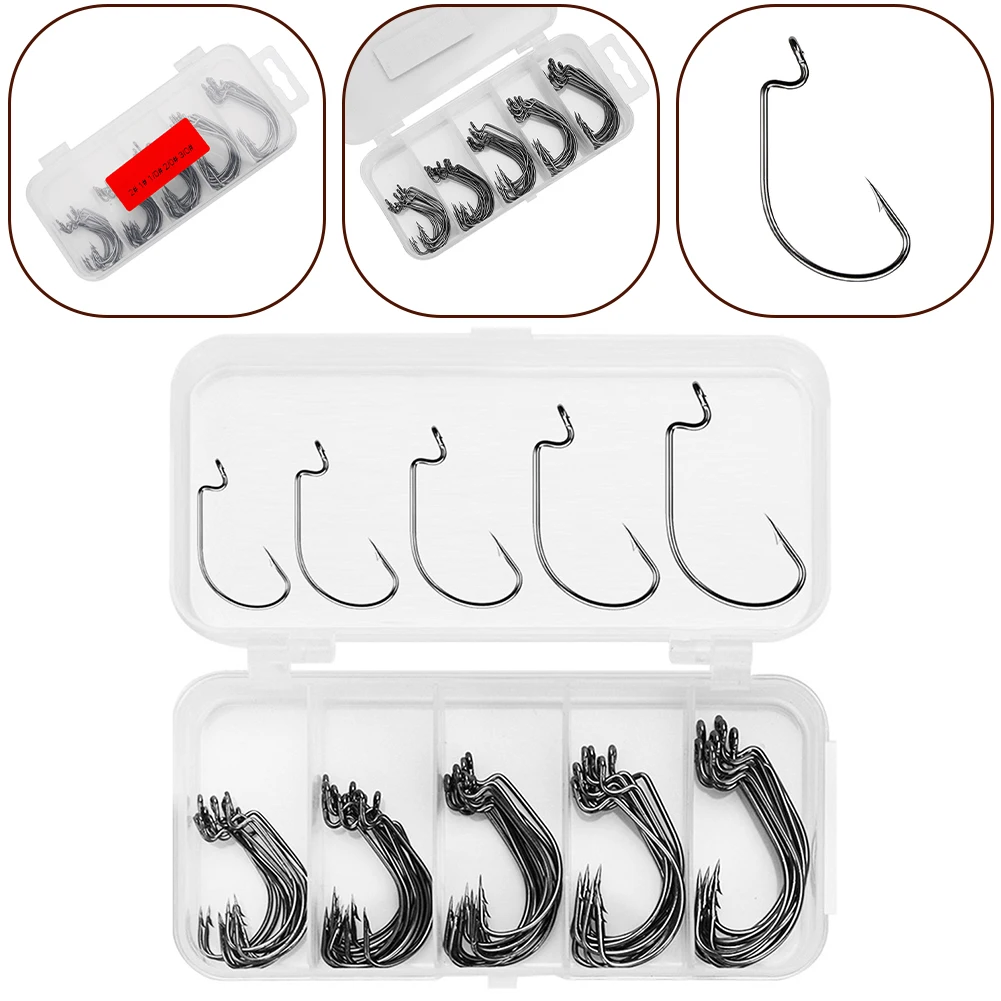 Barbed Fishhook Offset Bass Hook Outdoor Fishing Balancing Hooks Crocheting Hooks High Precision Optimal Finish For Bass Fishing