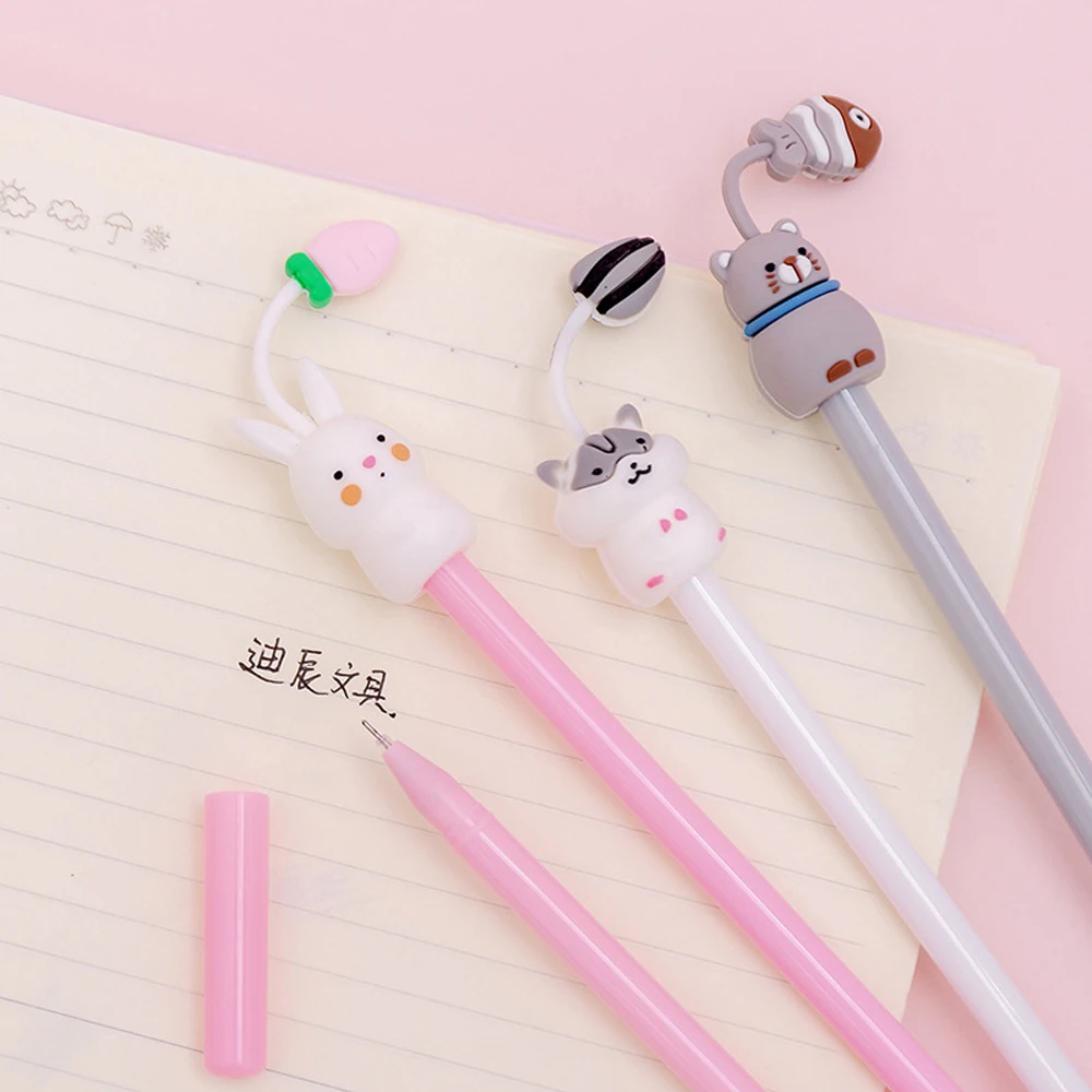 4 Pcs Cartoon Gel Pens Set Creative Cool Neutral Pen Learning Stationery Cute Student Black Test Pen Writing Tools