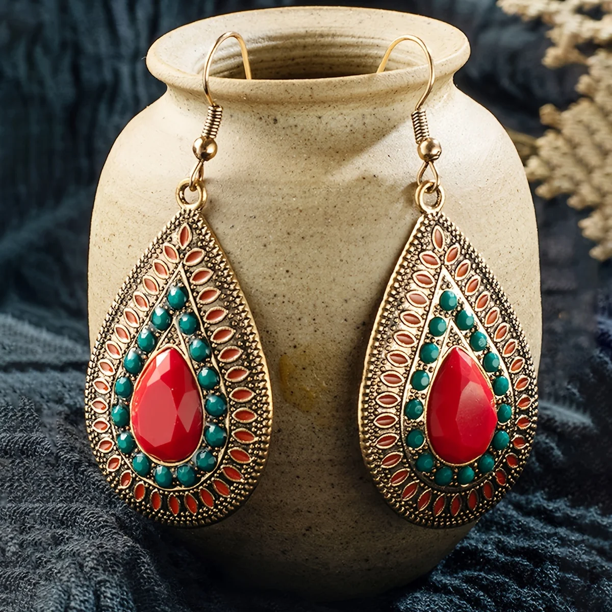12 Pairs Boho Vintage Style Earrings Set Dainty Chic Colorful Geometric Dangle Drop Earrings for Women Jewelry Gifts