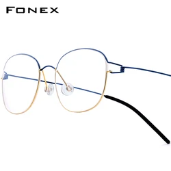 FONEX Titanium Alloy Glasses Frame Men Brand Design Morten Eyeglasses Ultralight-Weight Korean Denmark Screwless Eyewear 98618