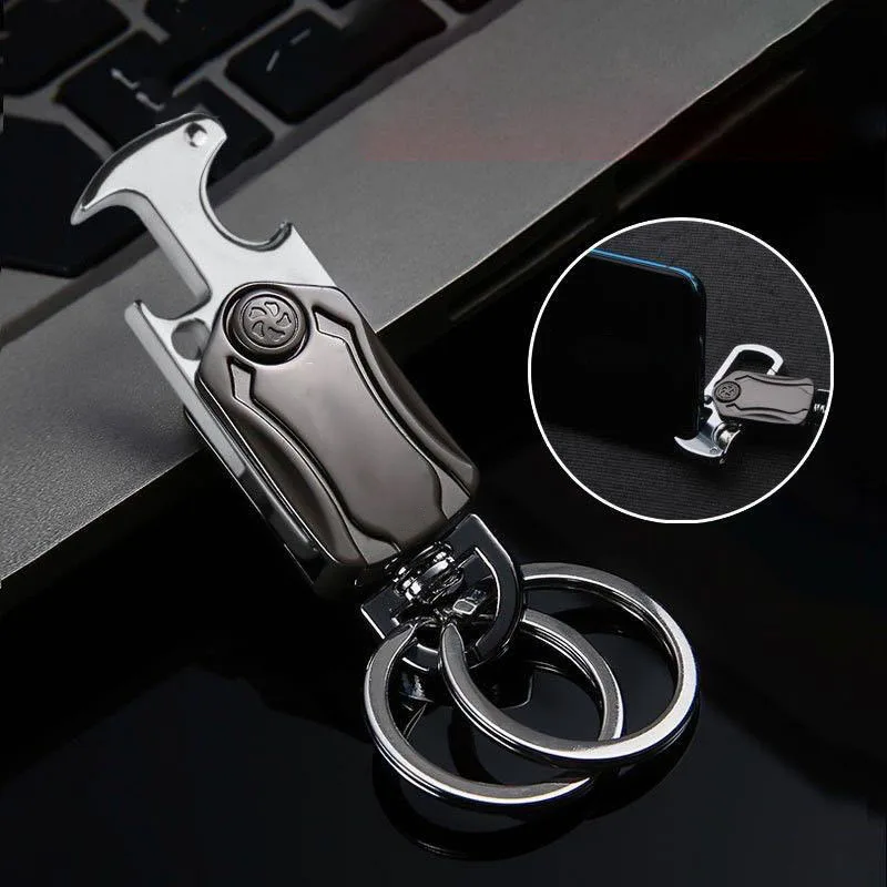 Multifunctional Fidget Spinner Keychain Metal Material Car Key Pendant 360 Rotatable Keychain with Bottle Opener for Boys Gift