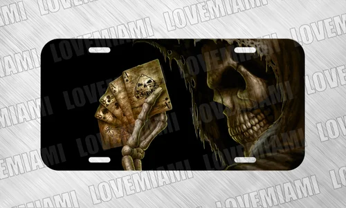 Skull Grim Reaper Gamble Ace Black Jack License Plate Auto Car Tag FREE SHIP Aluminum