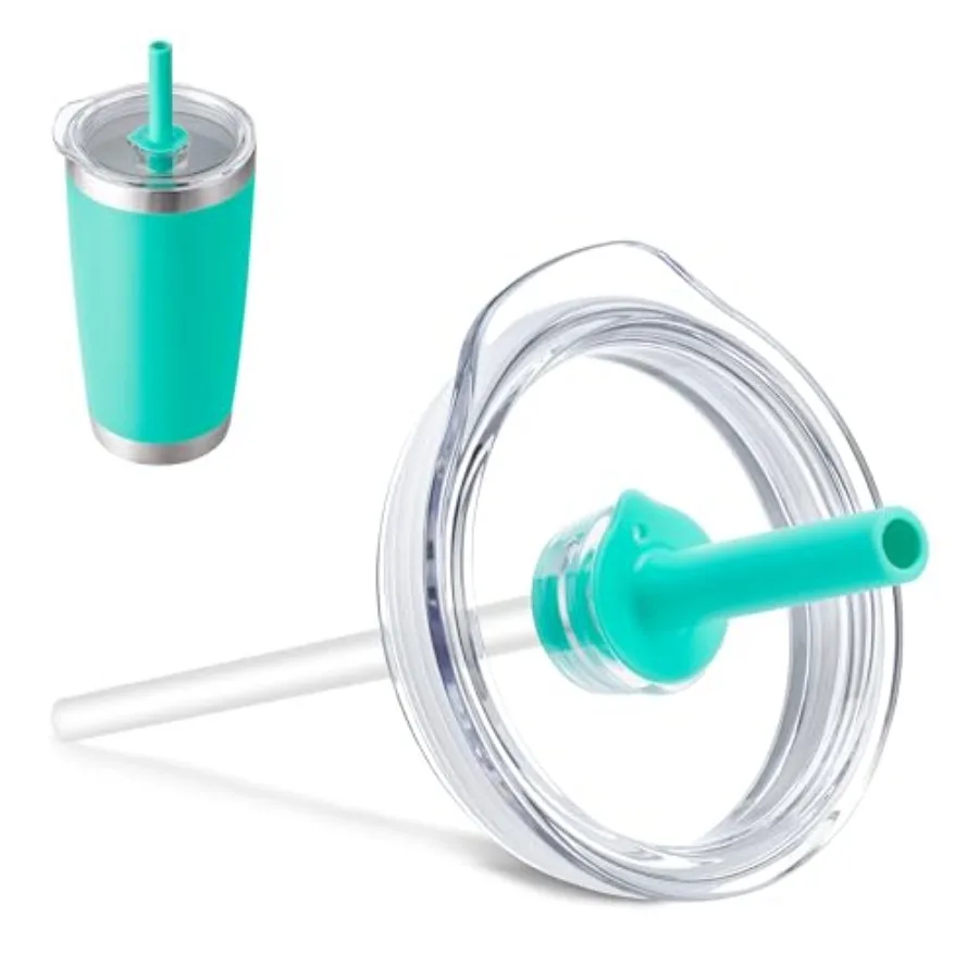 

20 oz Tumbler Lid with Straw for Replacement Lid for Rambler 20 oz Tumbler 24oz Mug 25 oz Straw Mug Spill Proof Lids Teal