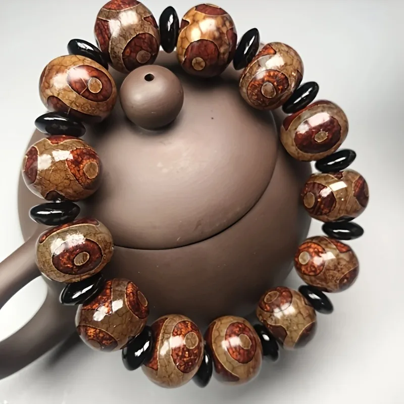 Boutique Dzi Bead Bracelet, Retro Ethnic Style Single Circle Wenwan Men's and Women's Same Bracelet Jewelry