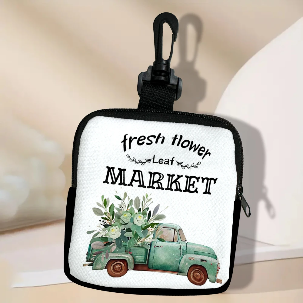 Green Bouquet Coin Purse Card Wallet Portable Girls Multifunctional Storage Bag Keyring Hanging Bag Decoration 4.19