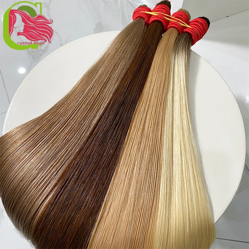 

100% человеческие волосы без утка Remy Vietnam Hair Bulk Прямые пучки волос Настоящие натуральные черные волосы 613 Блондинка 18-30 дюймов для плетения