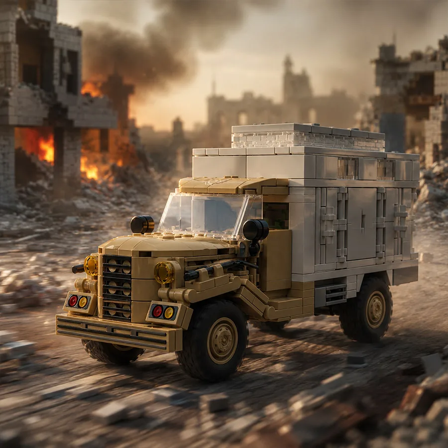 City Rescue Ambulance Building Blocks, Emergency Vehicle Model, Boys' Assembly Display Model, Christmas & New Year Gifts