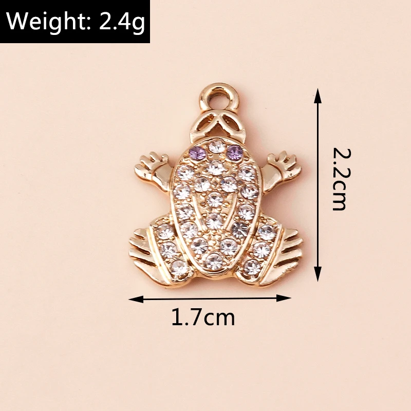Leslie 10 Stück 17 x 22 mm niedliche Kristall-Glücksfrosch-Anhänger für zarte Ohrringe, Halsketten, Armbänder, handgefertigte DIY-Schmuckgeschenke – Detail 1