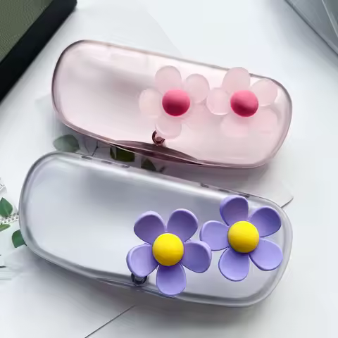 Frosted Translucent Glasses Case Luminous Sunglasses Box Myopia Glasses Storage Box Travel Student Simple Eyewear Storage Box