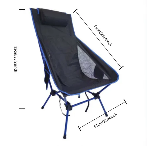 Outdoor Portable Camping Chair, Oxford Cloth Folding Lengthen Seat for Fishing BBQ Festival Picnic Beach, Ultralight Chair
