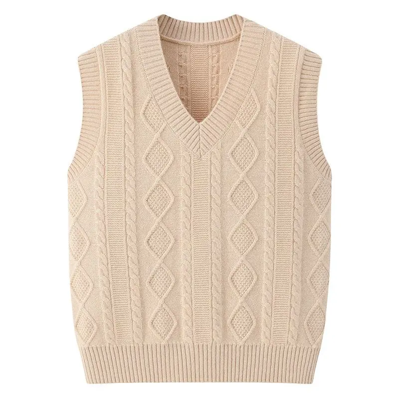 

Simple Stylish Men's Knitted Vest Solid Color Sleeveless V-Neck Pullover Top Fashion Knitwear
