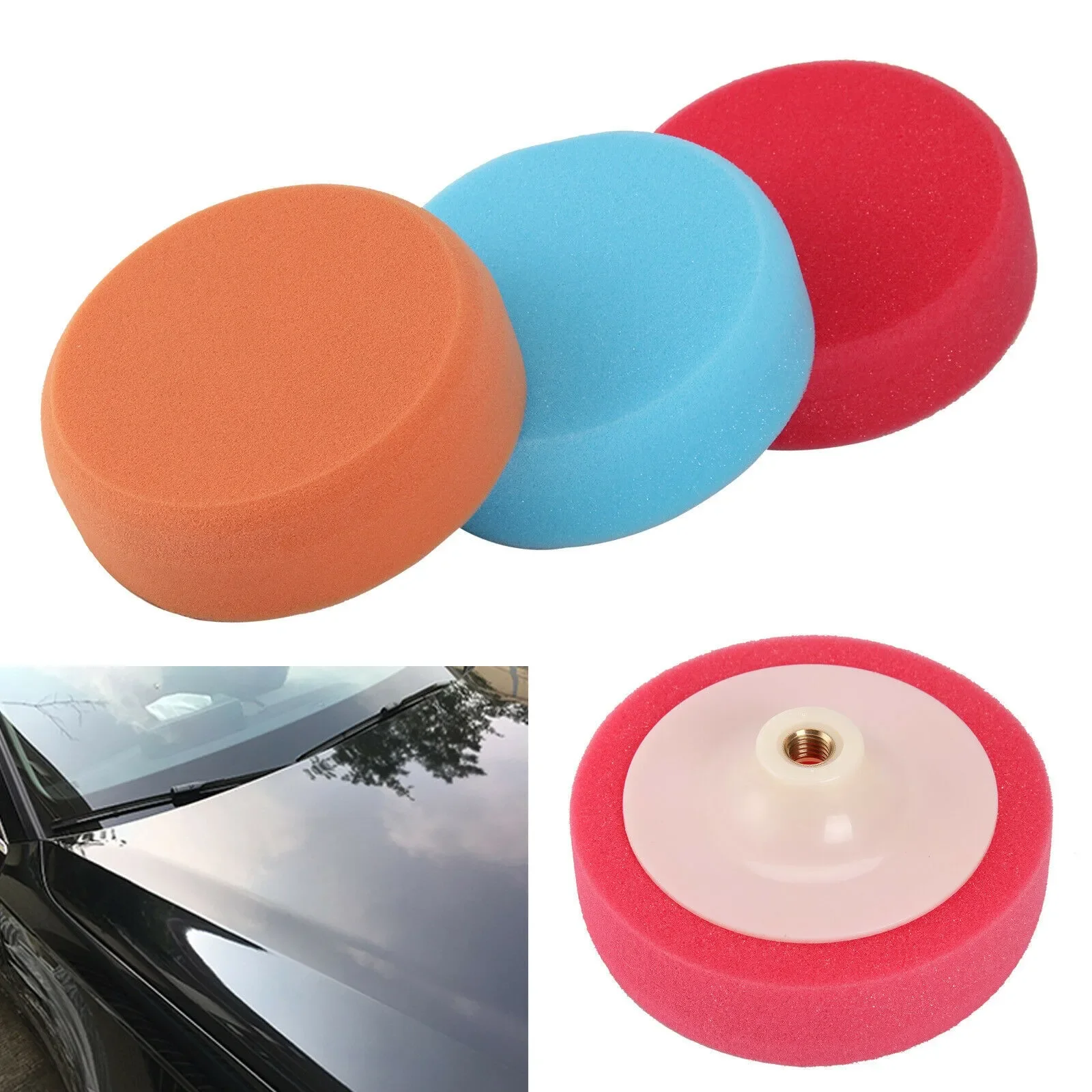 

VAN Polishing Sponge Heads Buffing 150mm 3PCS BOAT M14 Machine Mops Pads Set Soft THREADS Durable New Practical