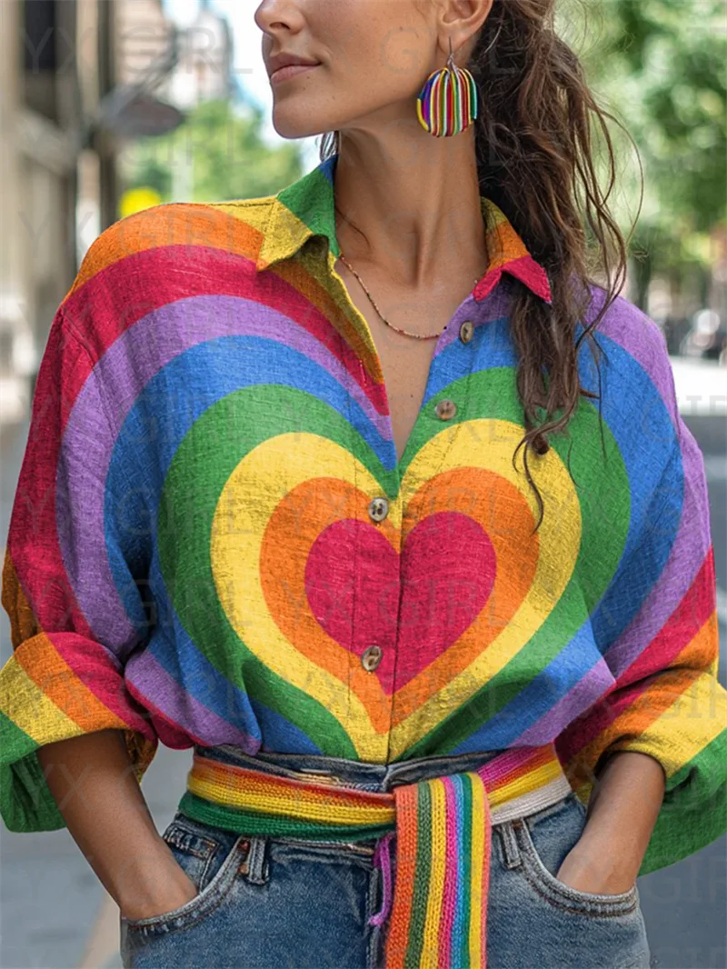 Women's Rainbow Gradient Pride Casual Shirt 3D Printed Button-down Shirt Women's Casual Unique Streewear