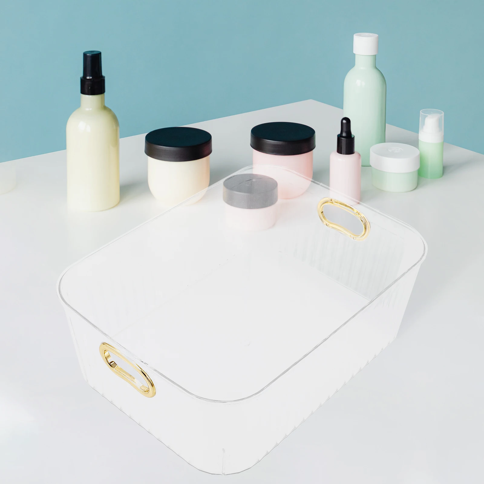 

Multifunctional Desktop Storage Box Plastic Organizer For Cosmetics Stationery Snacks Bedroom Office Lightweight Household