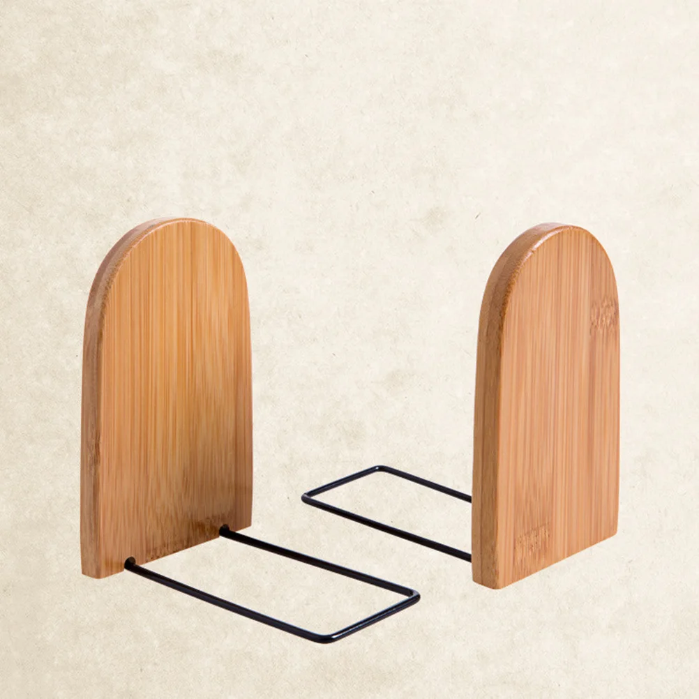 

2 pcs 13X9.5Cm Bamboo Bookends Desktop Organizer For Books Files Home Library Storage Rack Book Folders Book