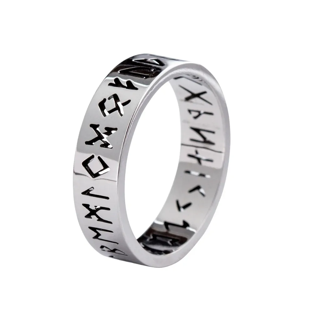 Vintage 6mm Out Odin Norse vikingo amuleto runas anillos para hombres palabras anillo joyería de boda regalos de San Valentín al por mayor