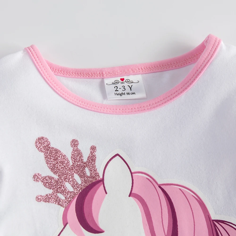 Langarm-Herbst- und Frühlingskleid für Mädchen mit Einhorn-Aufdruck und gestuftem Tüll-Mesh-Tutu-Rock für Kinder, glitzernde Prinzessinnenkleider mit Farbverlauf – Detail 6