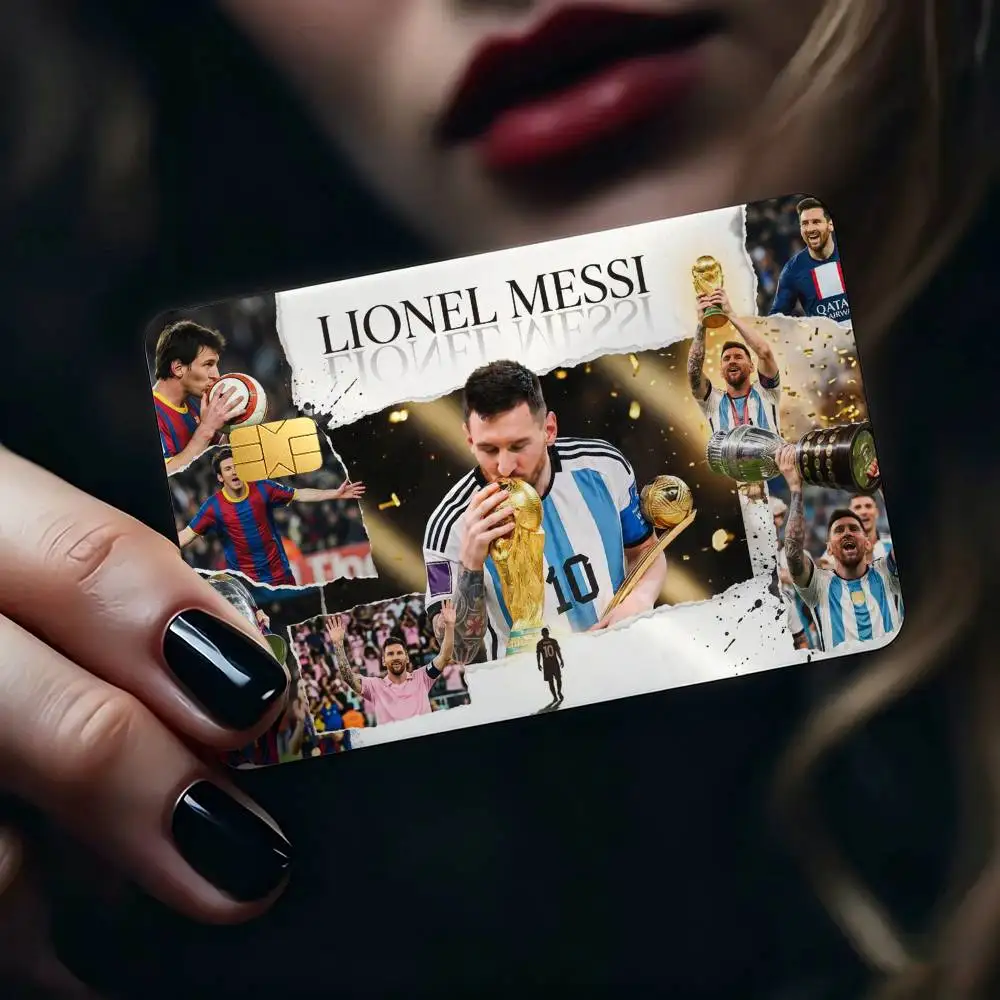 The G-Goat L-Lionel M-Messi 10 1Set 4Pcs Card Skin Stickers, Waterproof Decorative Film for Credit Debit Bank Bus IC Cards