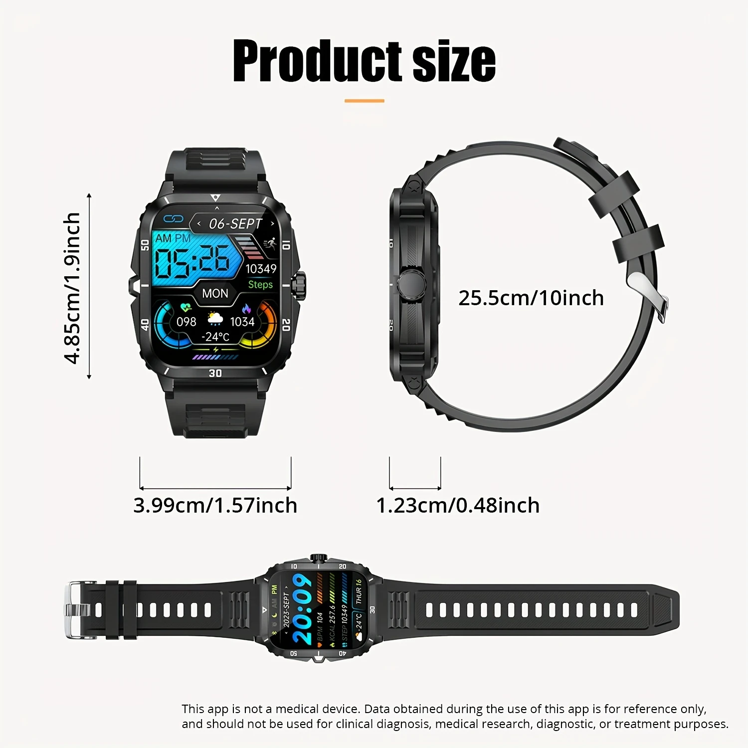 1pc Smart Watch For Women Men, 3 ATM Waterproof Wireless Call Smart Watch For Android And , 4.98cm IPS HD Screen, 430mAh Long Ba