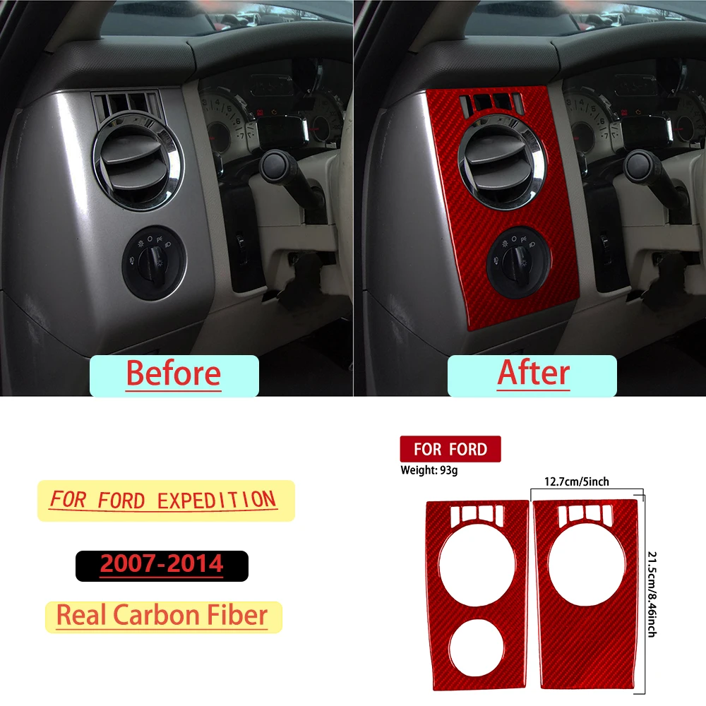 For Ford Expedition 2007–2014 Car Left and right air vents Trim Real Soft Carbon Fiber Interior Accessories Decoration Stickers