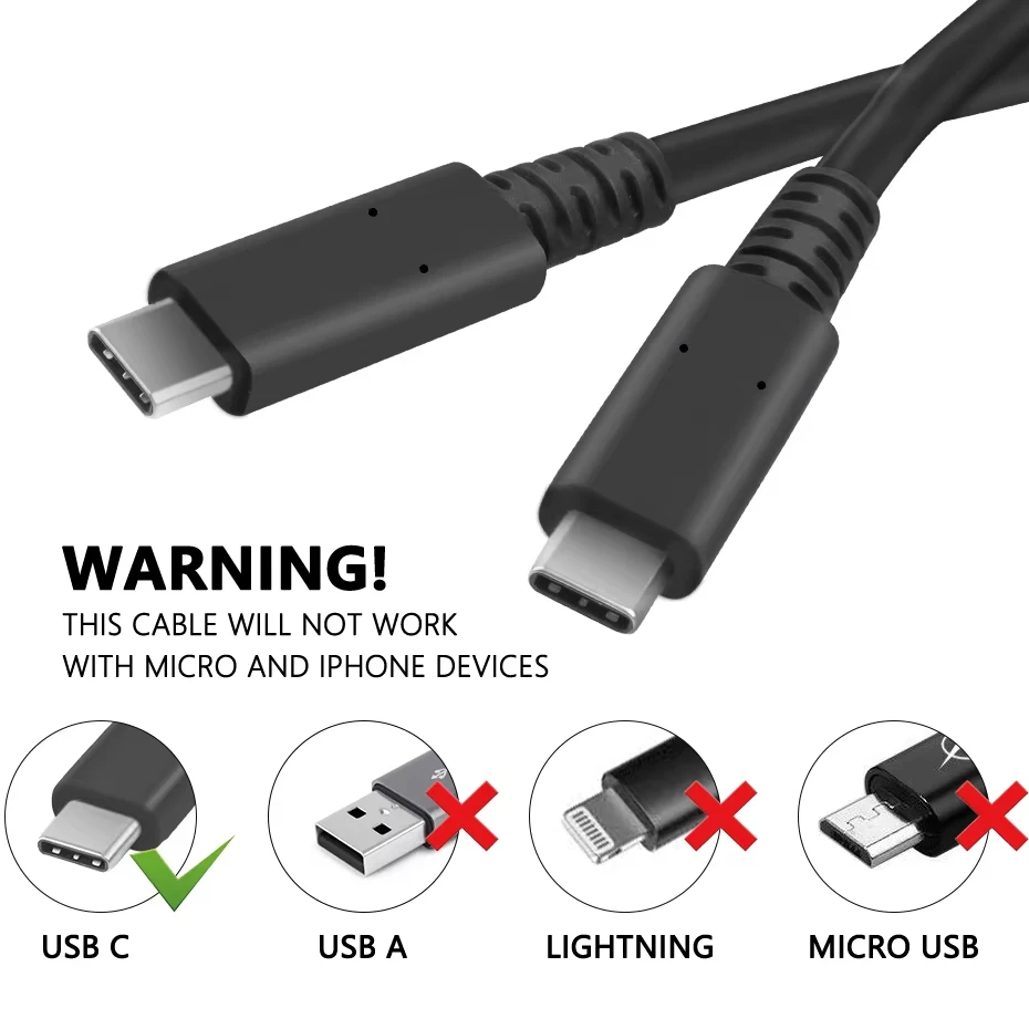 كابل USB-C إلى USB-C بسرعة 20 جيجابت في الثانية 4K 60 هرتز USB 3.2 Gen 2 Type C Emarker سلك يصل إلى 100 وات شحن للكمبيوتر Iphone قصير 40 سم