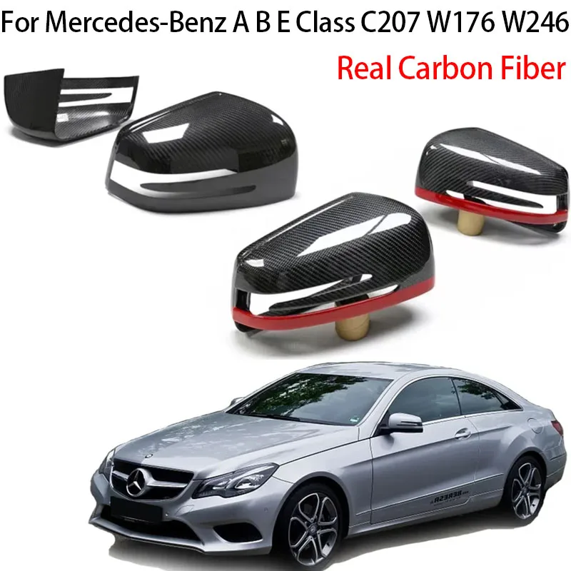 

Покрытие для боковых зеркал автомобилей, из углеродной фибры, для Mercedes-Benz A, B, E Class, C207, W176, W246 2009–2019 гг., в стиле добавления/замены, защитные накладки.