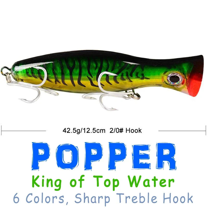 Clearance Sale Big Size New 6 Colors New Popper Bait 13cm/43G Gear Hot Plastic Hard Bait Fishing Lures Tackle Accessories