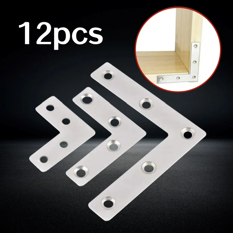 12pcs large medium small L-shaped corner bracket with right angles and fasteners suitable for tables chairs hardware accessories