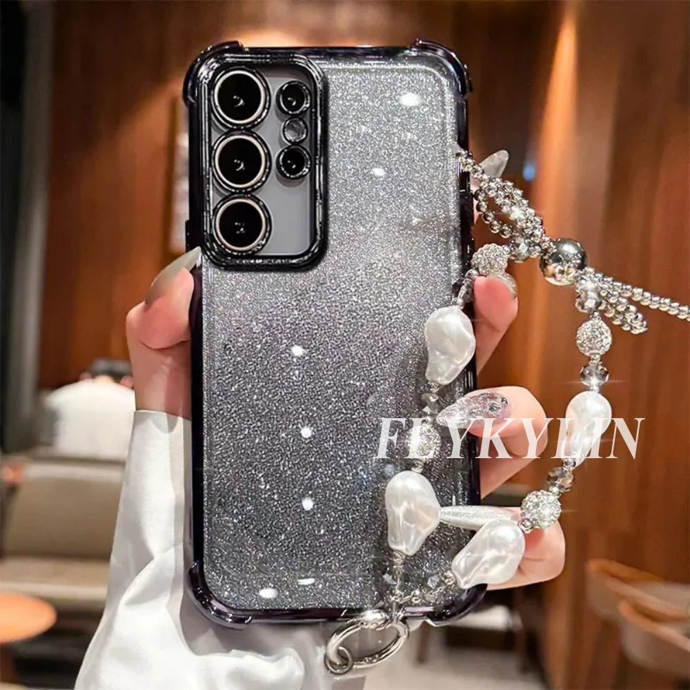 Luxus Armband Stoßfest Telefon Fall Für Xiaomi Redmi Hinweis 14 Pro 13 14 Pro Plus 14S 4G 5G Glitter Herz Spiegel Abdeckung