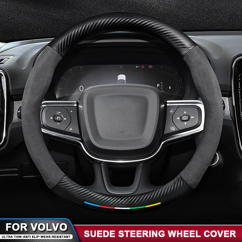 

Suede Carbon Fiber Car Steering Wheel Cover Accessories For Volvo XC40 XC60 XC70 XC90 V40 V50 V60 V90 S40 S60 S80 S90 C30 C70