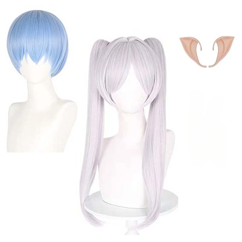 Anime Frieren Cosplay Wig Frieren Beyond Journey's End Himmel Hair Ears Halloween Party Wigs for Men Women