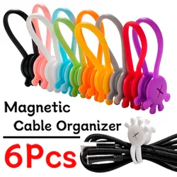 Soft Silicone Strong Magnetic Cable Tie Reusable Wire Organizer for Bundling and Securing Headphone Data Cable USB Charging Cord