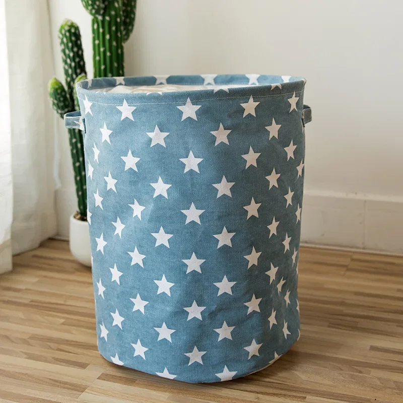 Foldable Star Laundry Basket for Toys Cotton Linen Storage Bucket Bag Collapsible Household Dirty Clothes Organizer 35*45cm