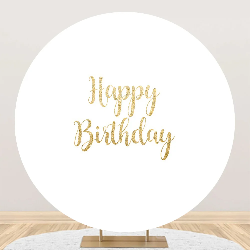 White Round Backdrop Cover Adult Birthday Black Pink Circle Photography Background for Baby Shower Party Wedding Portrait Decor